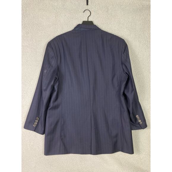 Lauren Ralph Lauren Women's Navy Blue Pinstripe Blazer Jacket Size 42R - Picture 12 of 16
